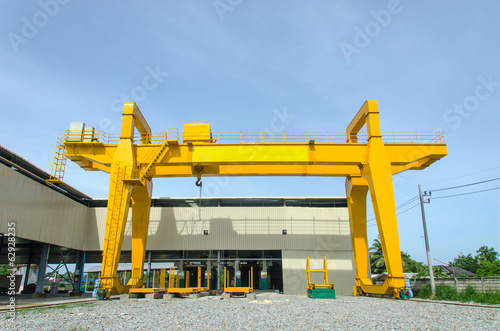 Yellow overhead crane photo