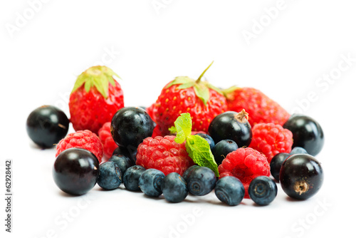 Blueberry, strawberry and raspberry