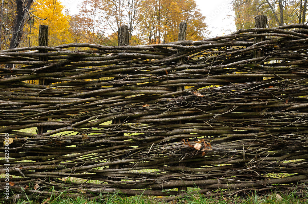 Traditional lath fence around a house in Ukraine Traditional lath fence around a house in Ukraine