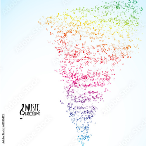 Various music notes tornado