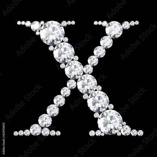 diamond letters with gemstones isolated on black