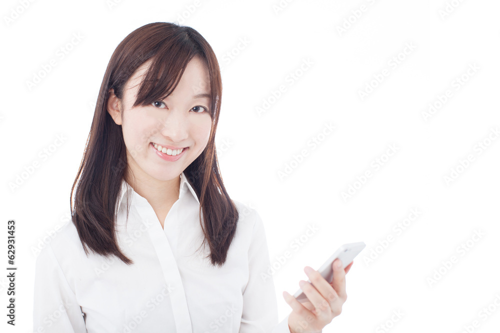 スマートフォンを持った女性 スマートフォンを持った女性