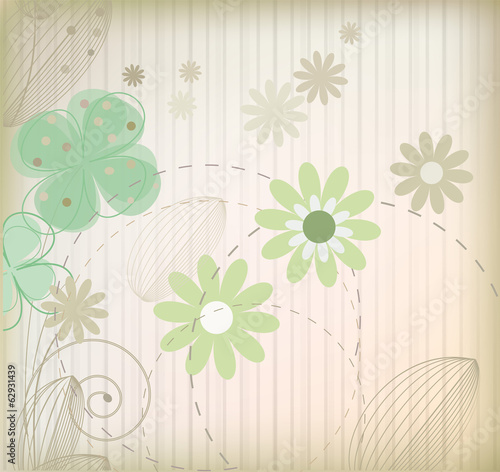 Abstract floral retro background vector