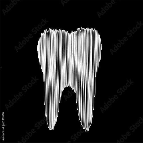 Tooth graphic made with white thread for dentist