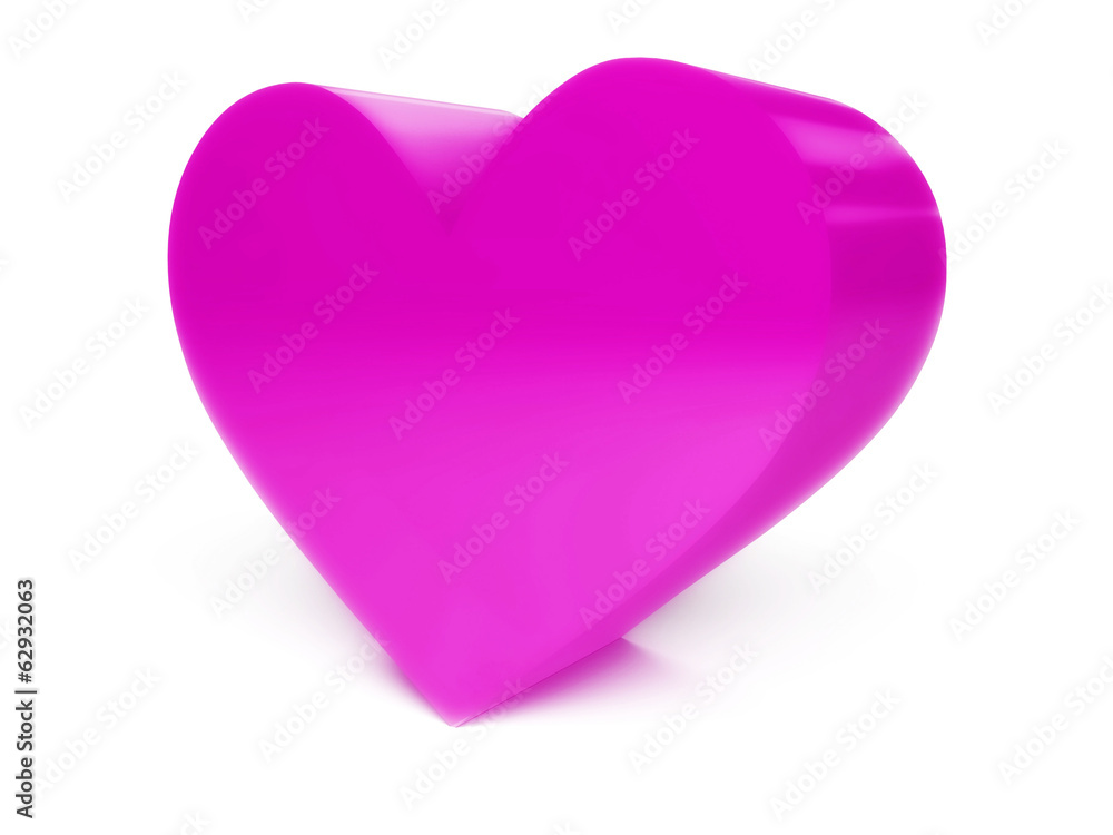 Big pink heart over white background. Big pink heart over white background.