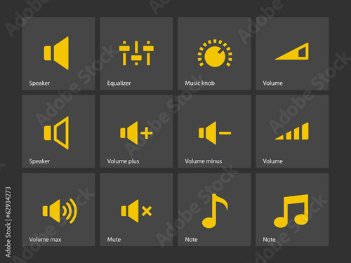 Speaker icons. Volume control.