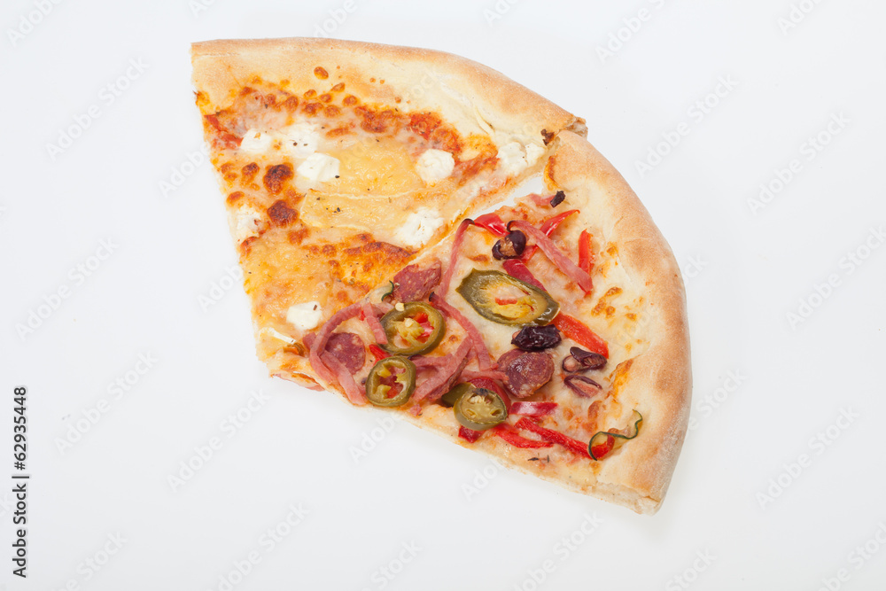delicious italian pizza isolated over white background delicious italian pizza isolated over white background