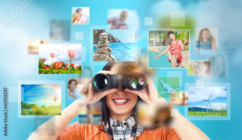 Female designer looking for stock photos online