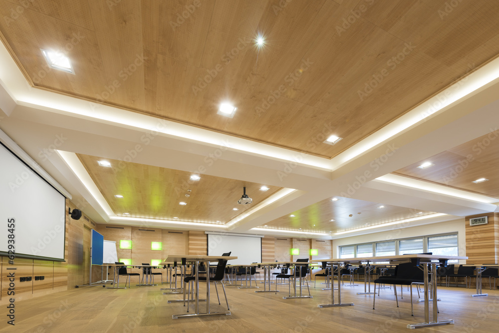 wooden architecture of modern conference room with chairs wooden architecture of modern conference room with chairs