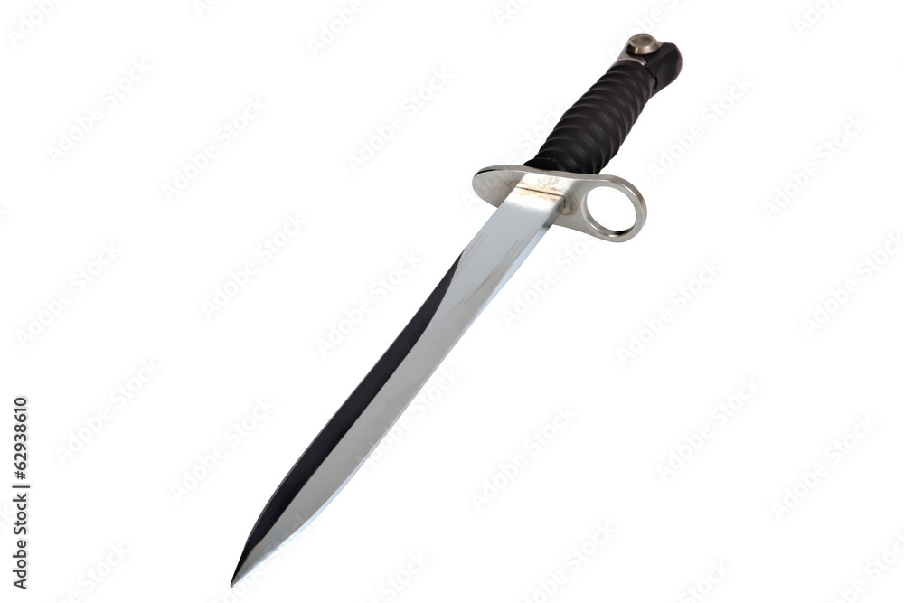 Swiss bayonet knife, cold steel arms, isolated on white. Swiss bayonet knife, cold steel arms, isolated on white.