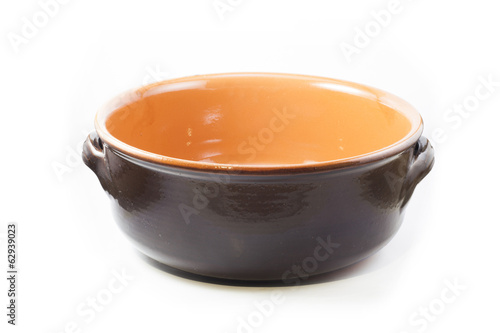 rustic clay pot isolated on white background