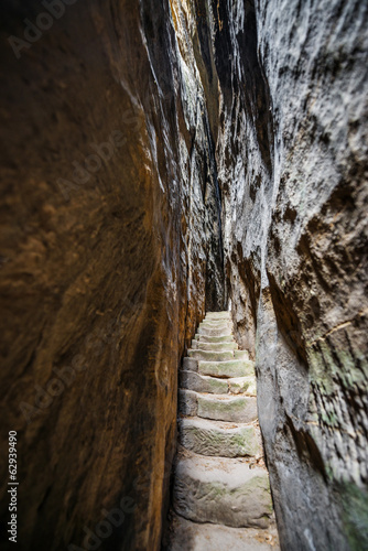 stairs inside sandstone rock - Cesky raj, Czech republic