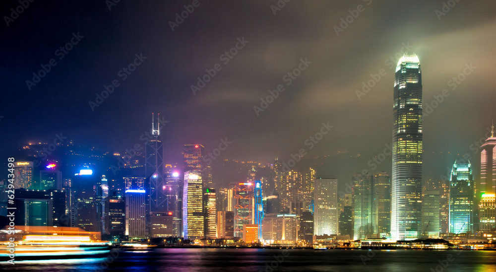 Obraz premium Hongkong nocą