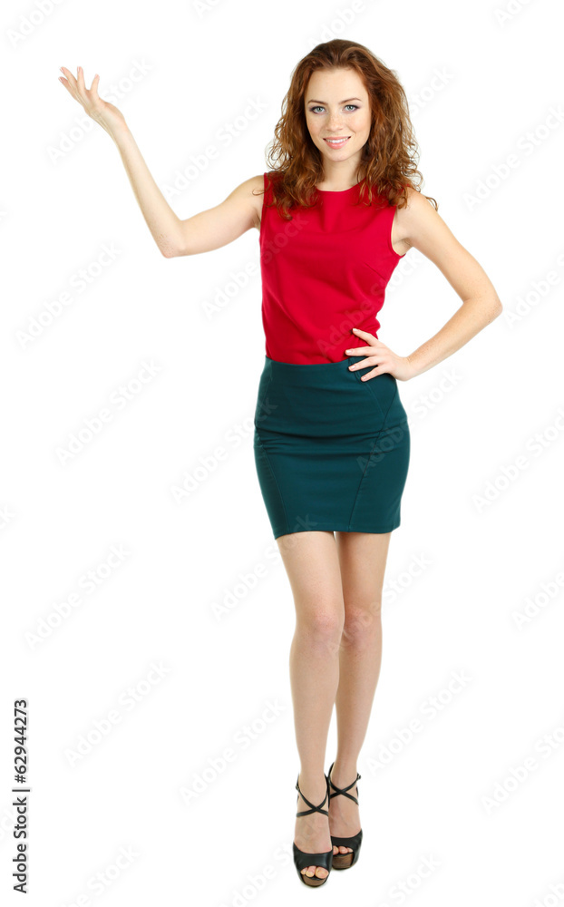 Beautiful young girl in dress isolated on white Beautiful young girl in dress isolated on white