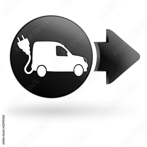 véhicule utilitaire électrique sur bouton noir