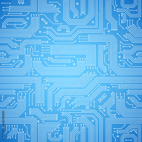 Circuit board seamless blue pattern