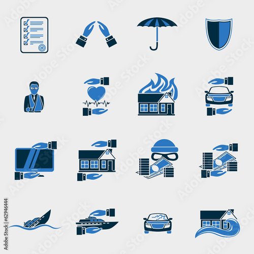 Insurance security icons set