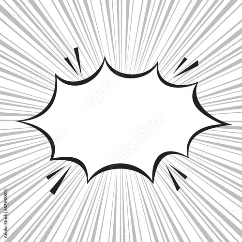 Boom comic speech bubble with radial speed, vector illustration