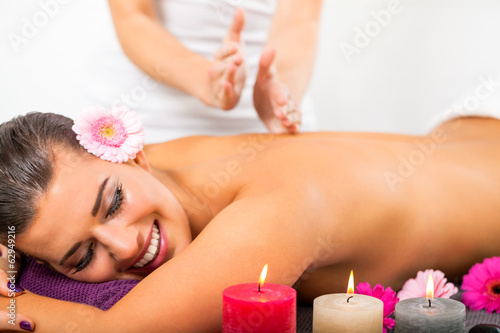 Beautiful woman having a back massage