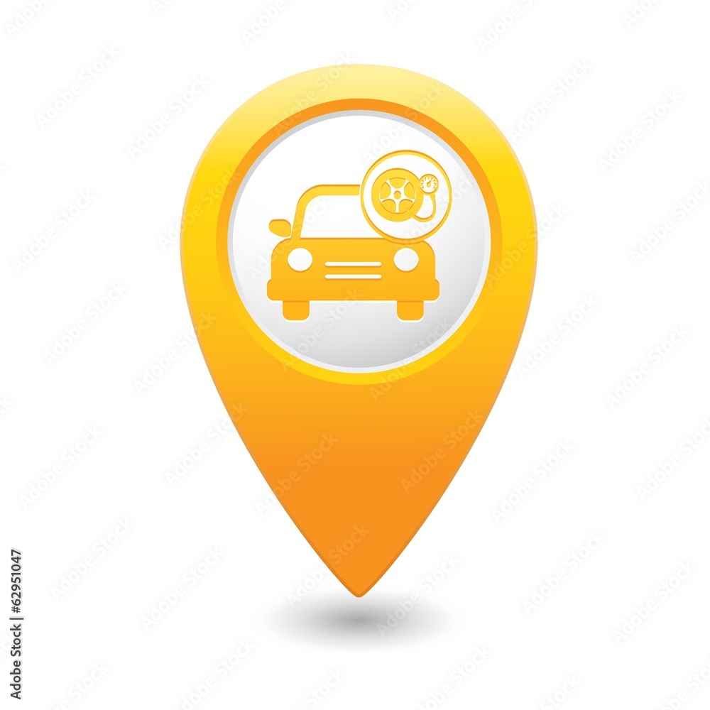 Car service. Car with wheel and pump icon Car service. Car with wheel and pump icon