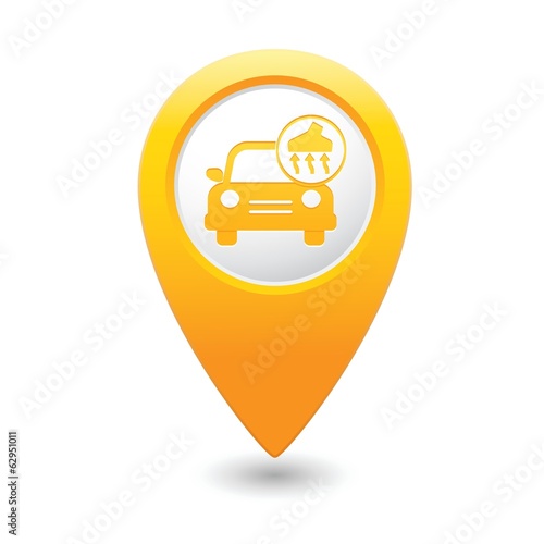 Car service. Car with vacuum cleaner icon on map pointer