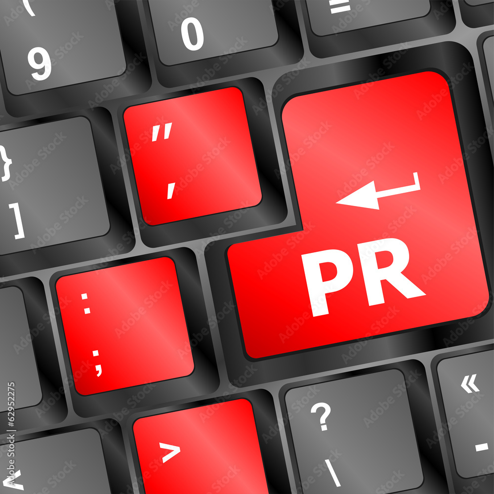 Marketing concept: computer keyboard with word PR Marketing concept: computer keyboard with word PR