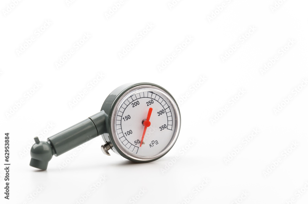 Tire pressure gauge isolated white background Tire pressure gauge isolated white background
