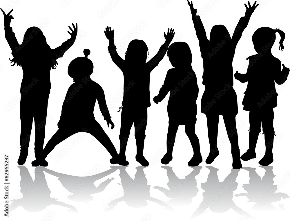 Fototapeta premium group of children's silhouettes