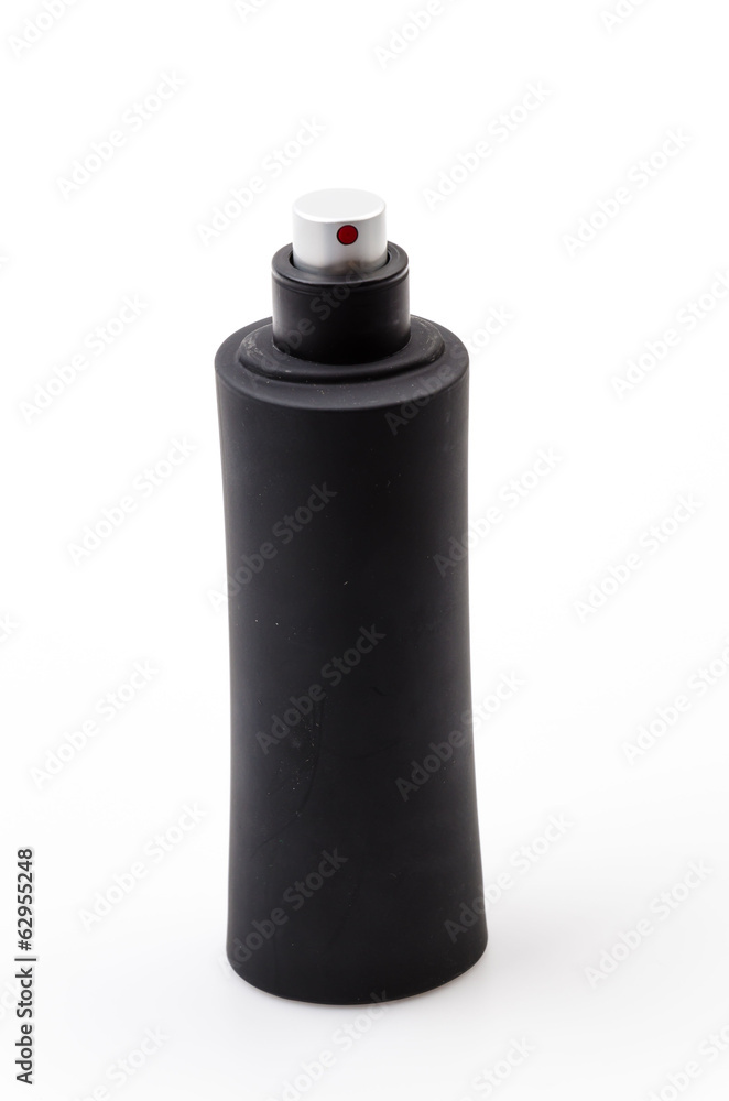 Black bottle perfume isolated white background Black bottle perfume isolated white background