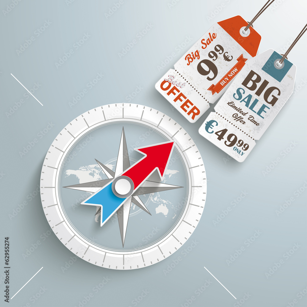 Compass Silver Background Price Sticker Compass Silver Background Price Sticker