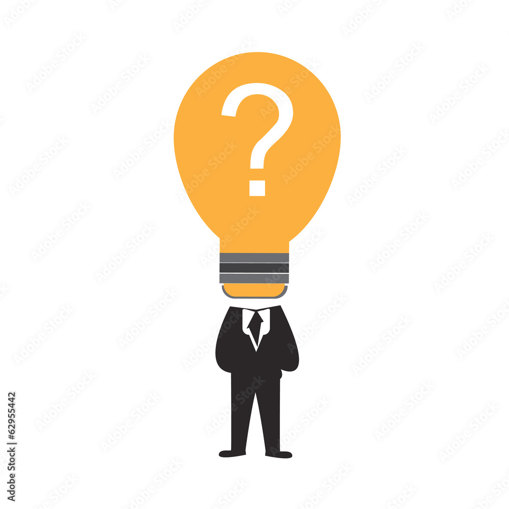 Businessman with question mark on a header. Businessman with question mark on a header.