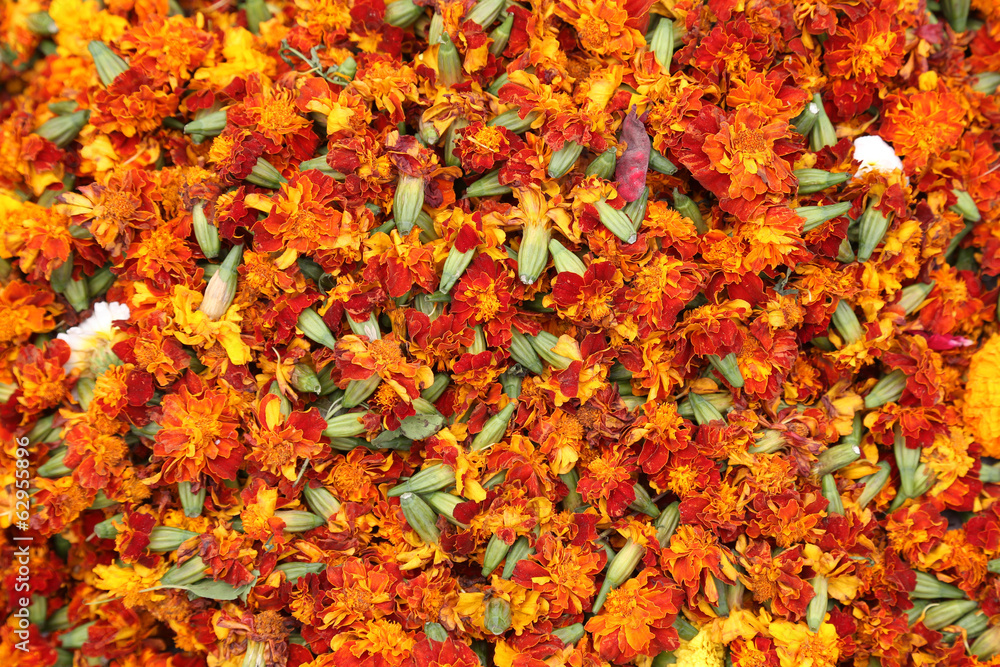 Flowers and garlands for sale at the flower market in Kolkata Flowers and garlands for sale at the flower market in Kolkata