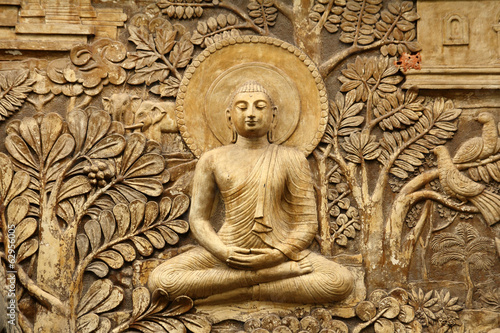 Canvas Print buddha wooden carving