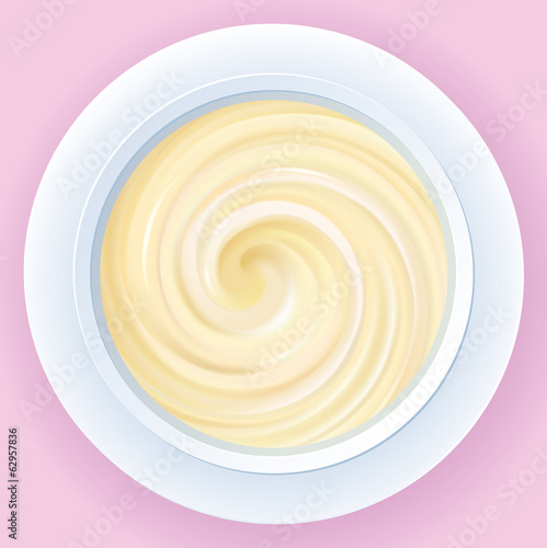 Vector background of mixed cream in a bowl