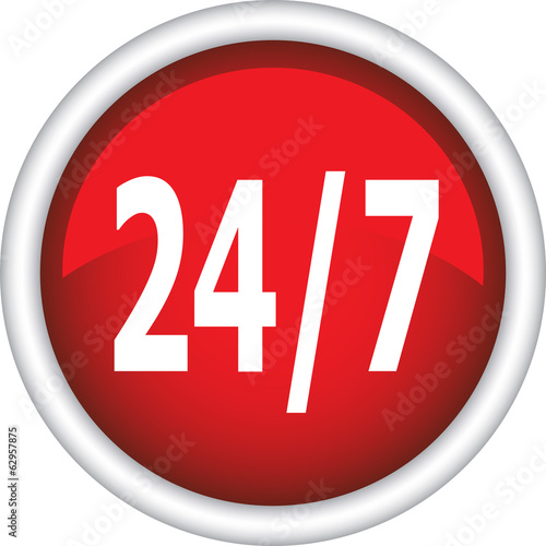 Круглый векторный знак с надписью 24/7
