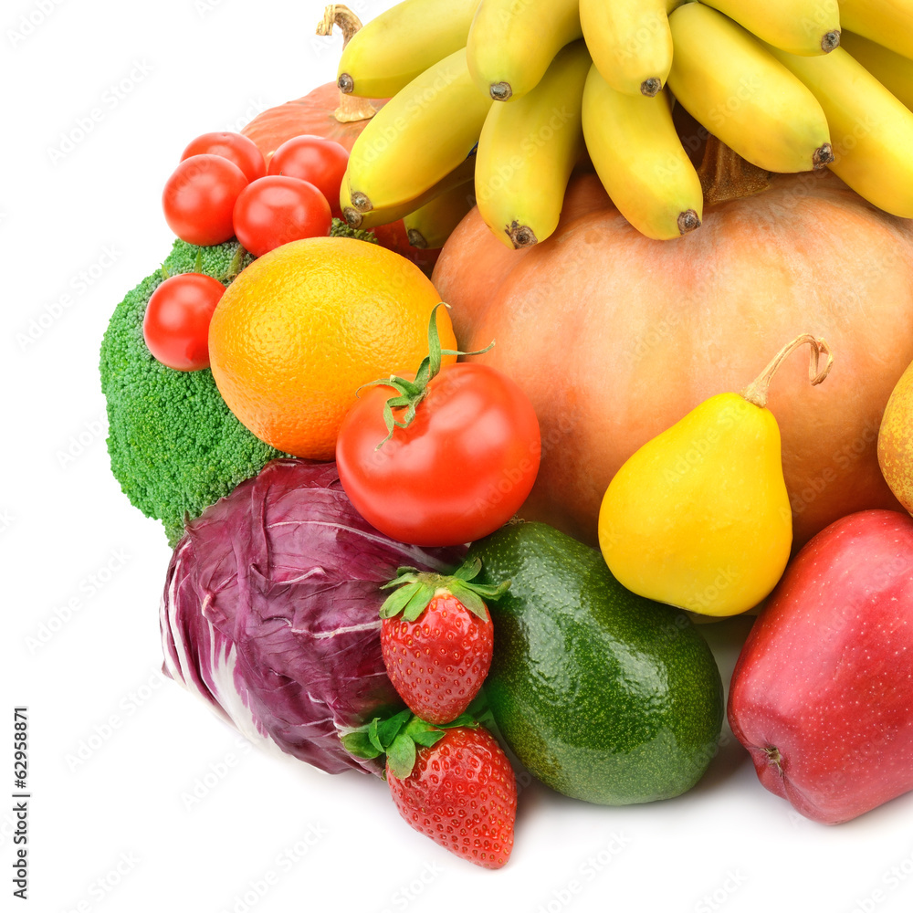 fruits and vegetables isolated on white background fruits and vegetables isolated on white background