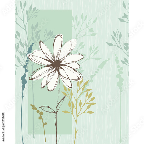 Vertical Floral Seamless Card Blue