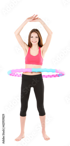 Woman doing exercises with ...