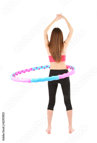 Woman doing exercises with ...