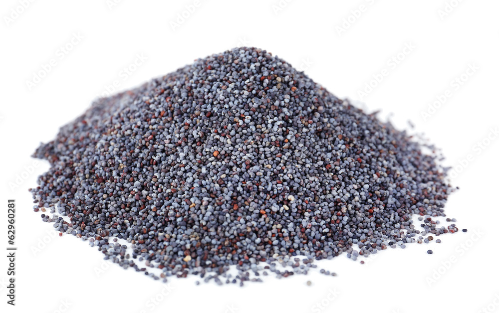 Poppy seeds isolated on white