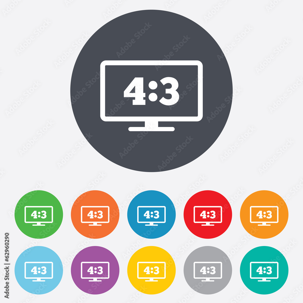 Aspect ratio 4:3 widescreen tv. Monitor symbol. Aspect ratio 4:3 widescreen tv. Monitor symbol.