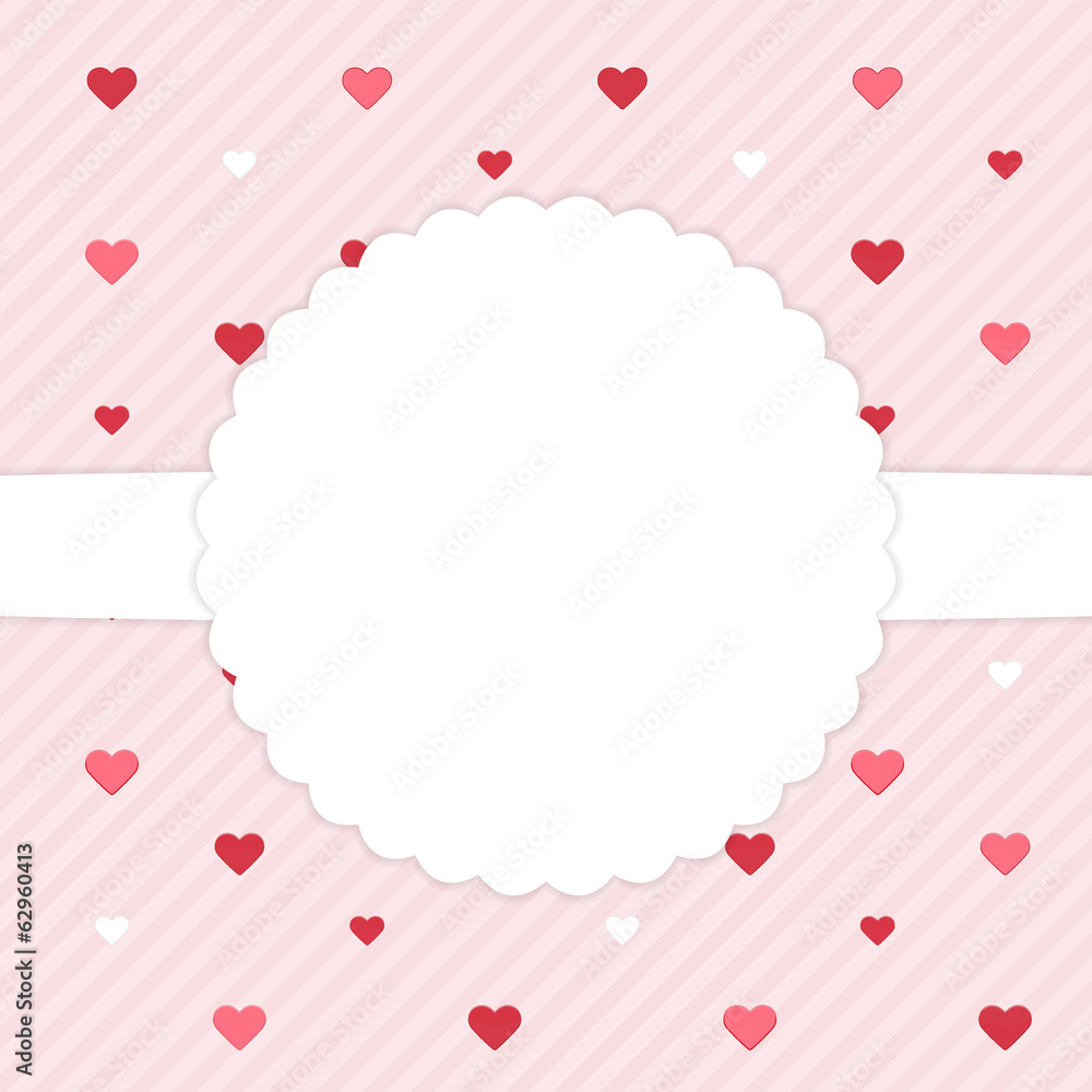 Pink template card with red hearts Pink template card with red hearts