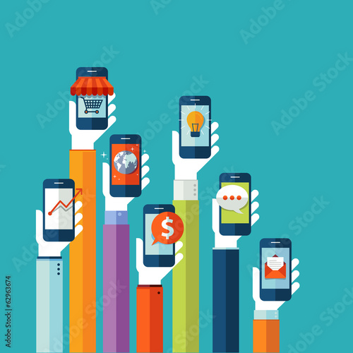 Flat design concept for mobile phone services