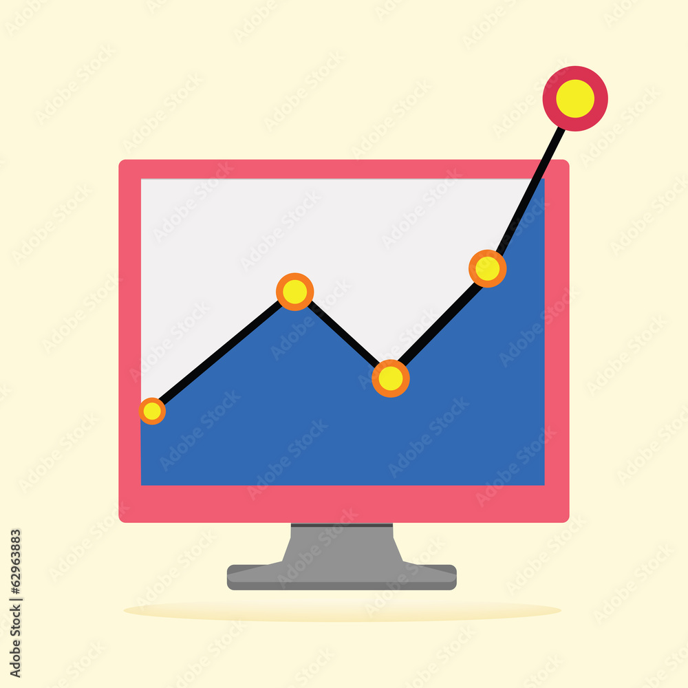 Business graph on the screen , vector illustrations Business graph on the screen , vector illustrations