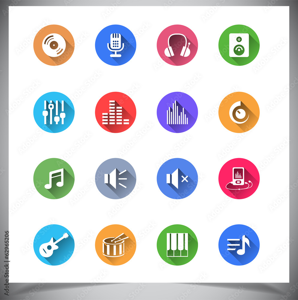 Set of flat color buttons. Set of flat color buttons.