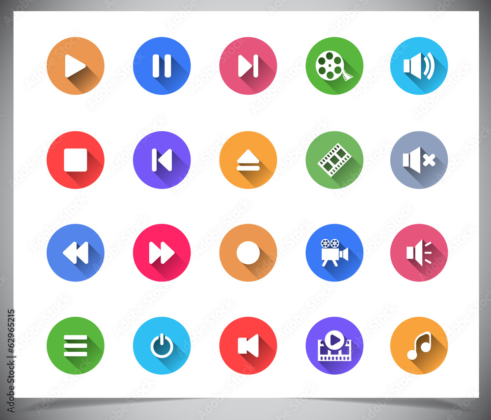 Set of flat color buttons. Set of flat color buttons.