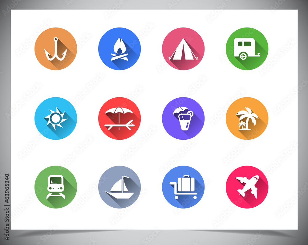 Set of flat color buttons.