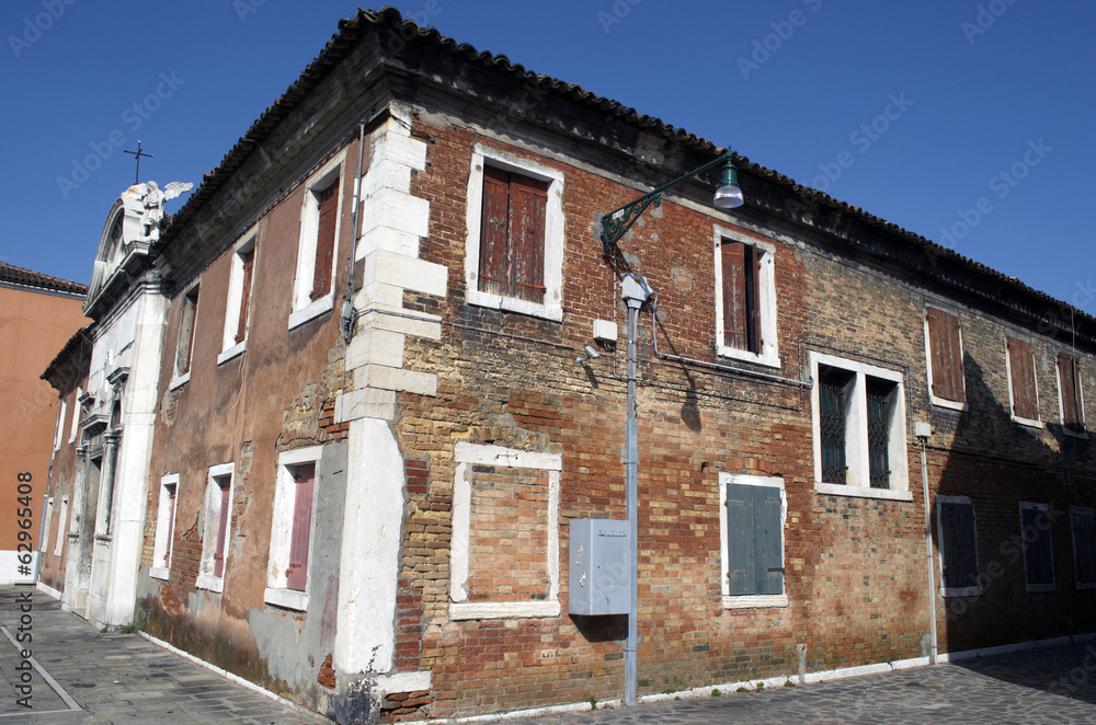 Fototapeta premium Red brick house in Murano Island in Venice