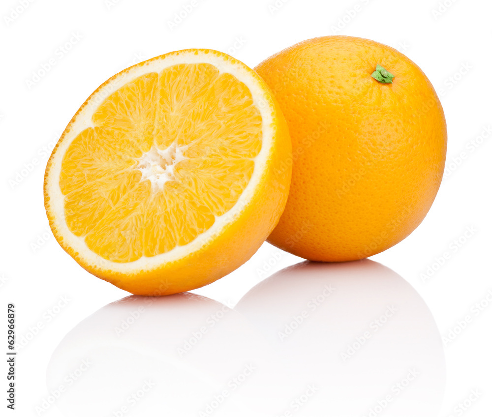 Orange fruit sliced isolated on white background Orange fruit sliced isolated on white background
