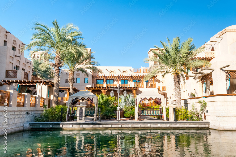 Fototapeta premium Arabic House with palms in Dubai.